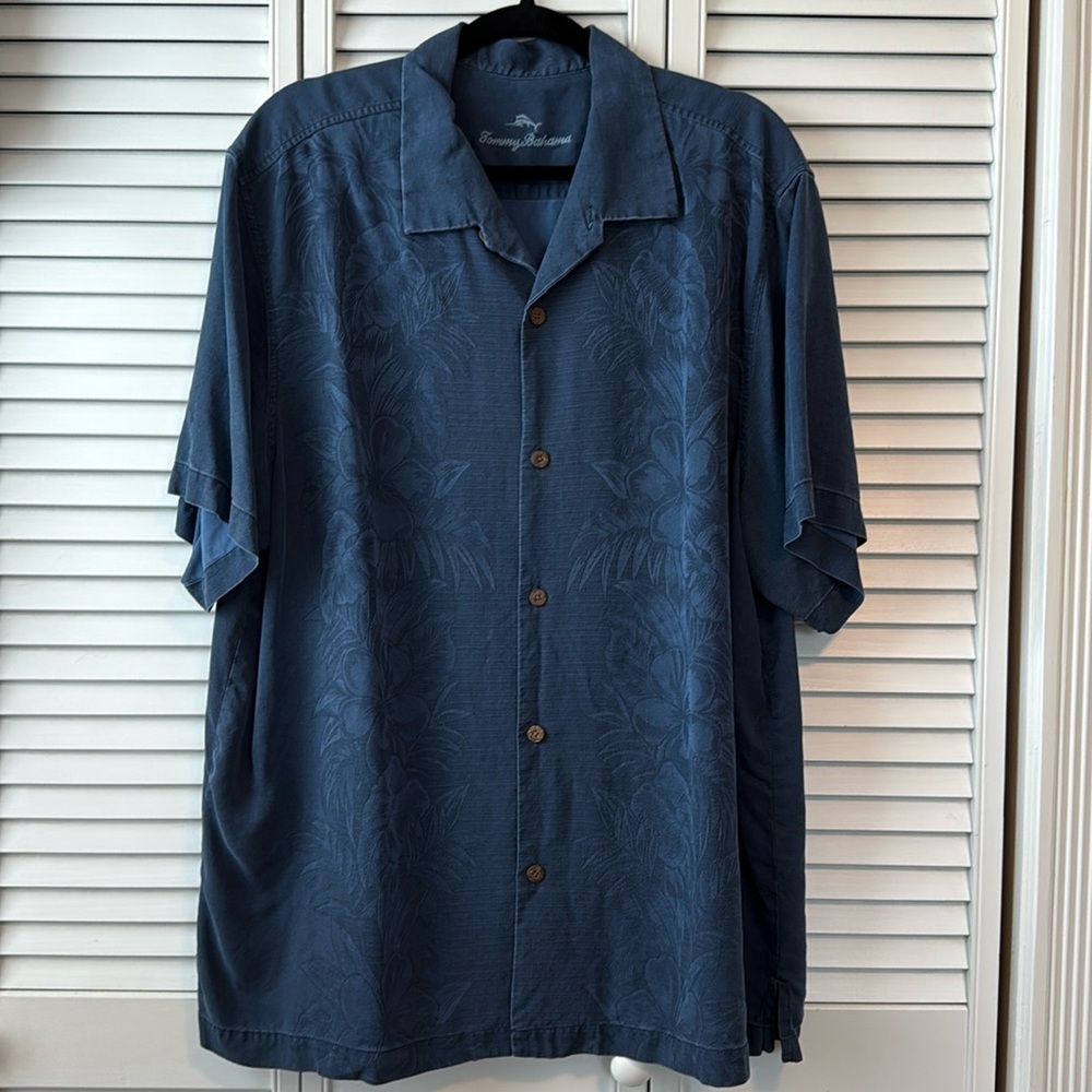 Tommy Bahama Silk Kamari Border Men's Dark Blue Shirt Jacket